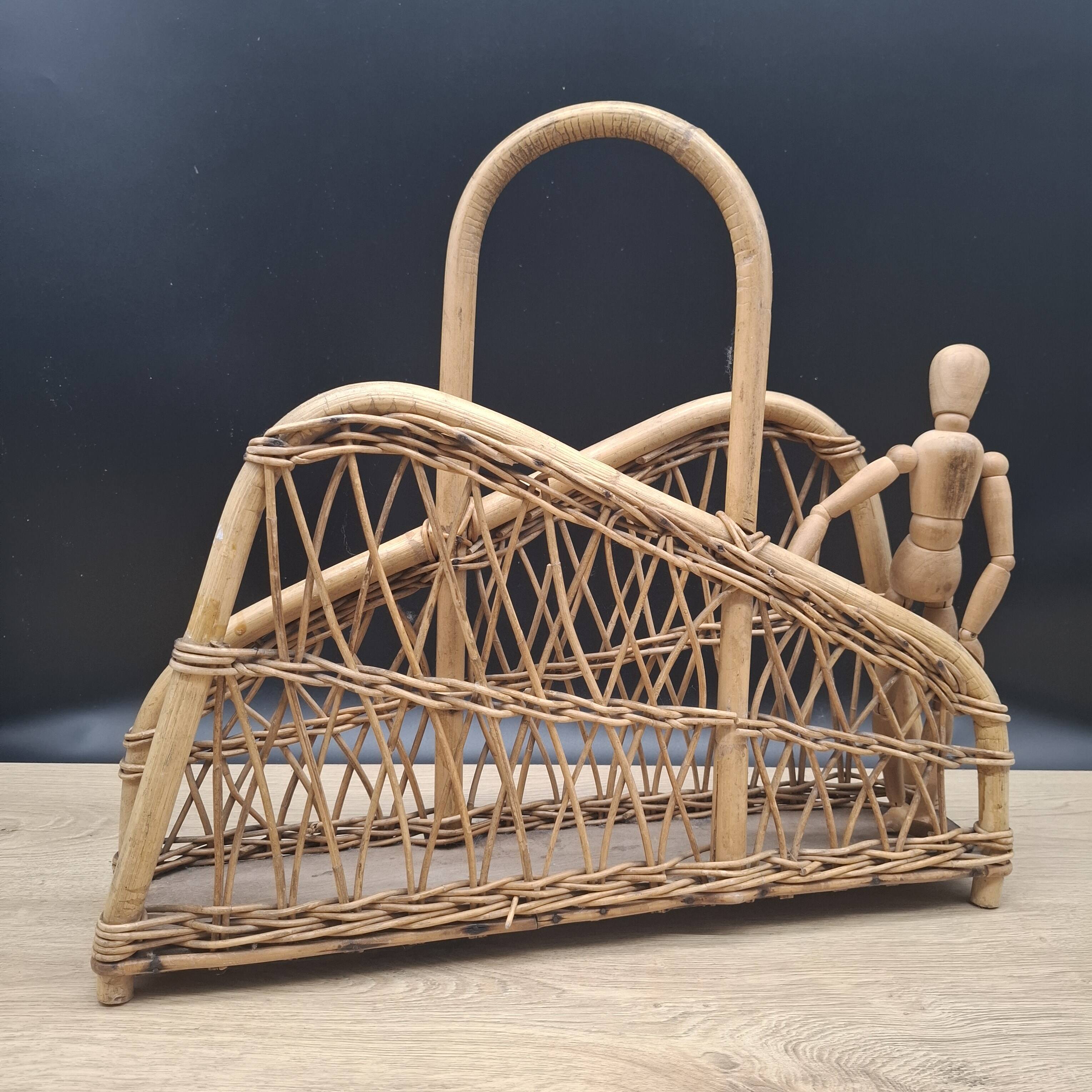 Rattan magazine rack