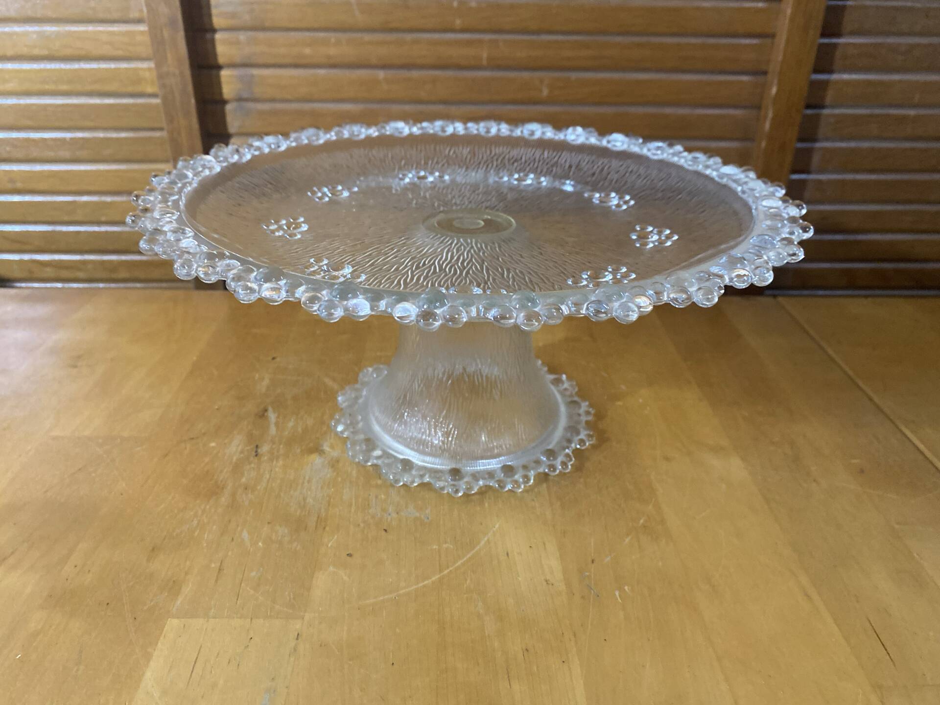 Masserini barocco cake dish cut glass moulded bead row vintage
