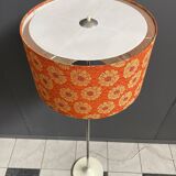 Orange flowerprint shade floor lamp 1960s