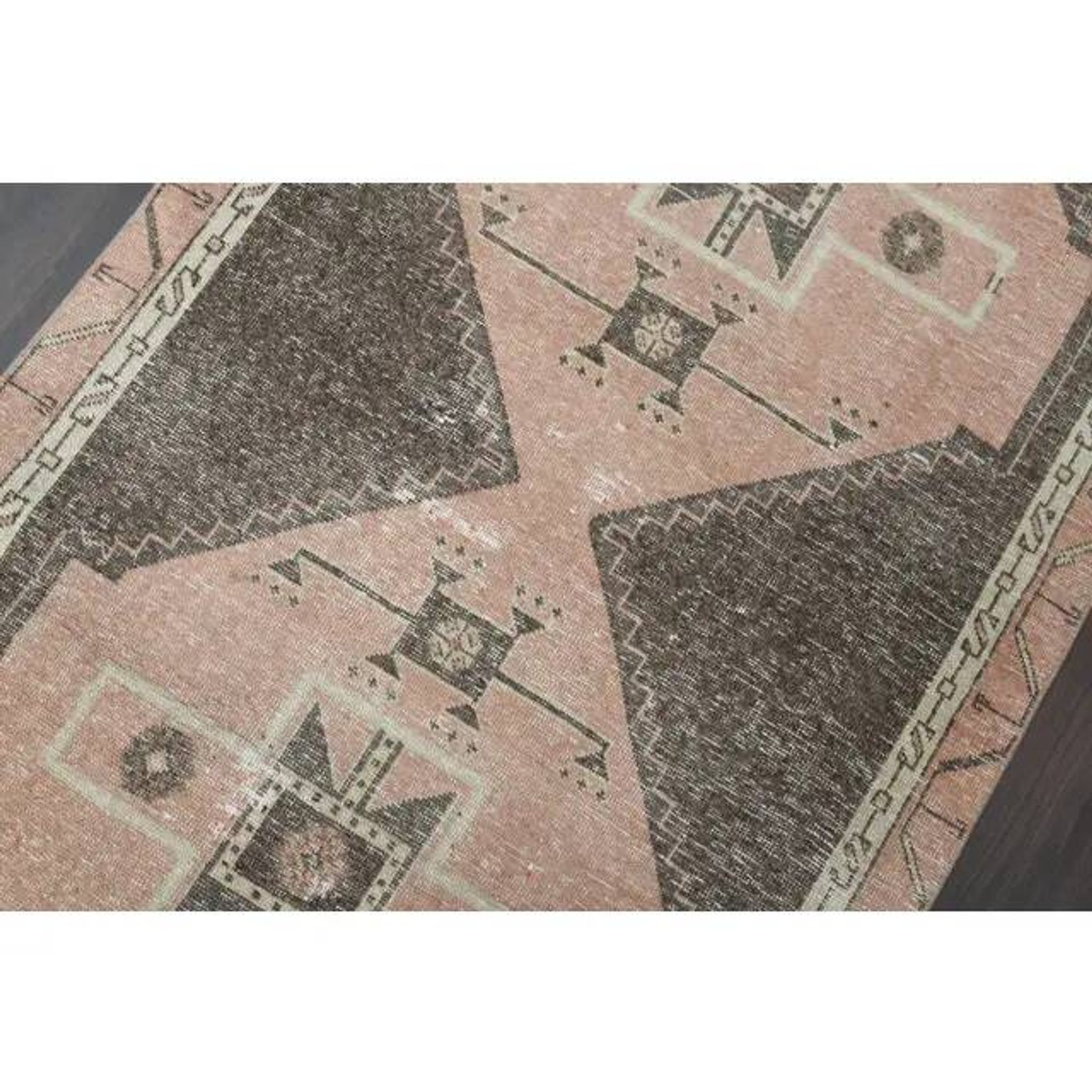 1970s Turkish Oushak Handmade Wool Cotton Brown Runner Rug 120x314