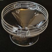 9 old champagne glasses in cut crystal and engraved art deco