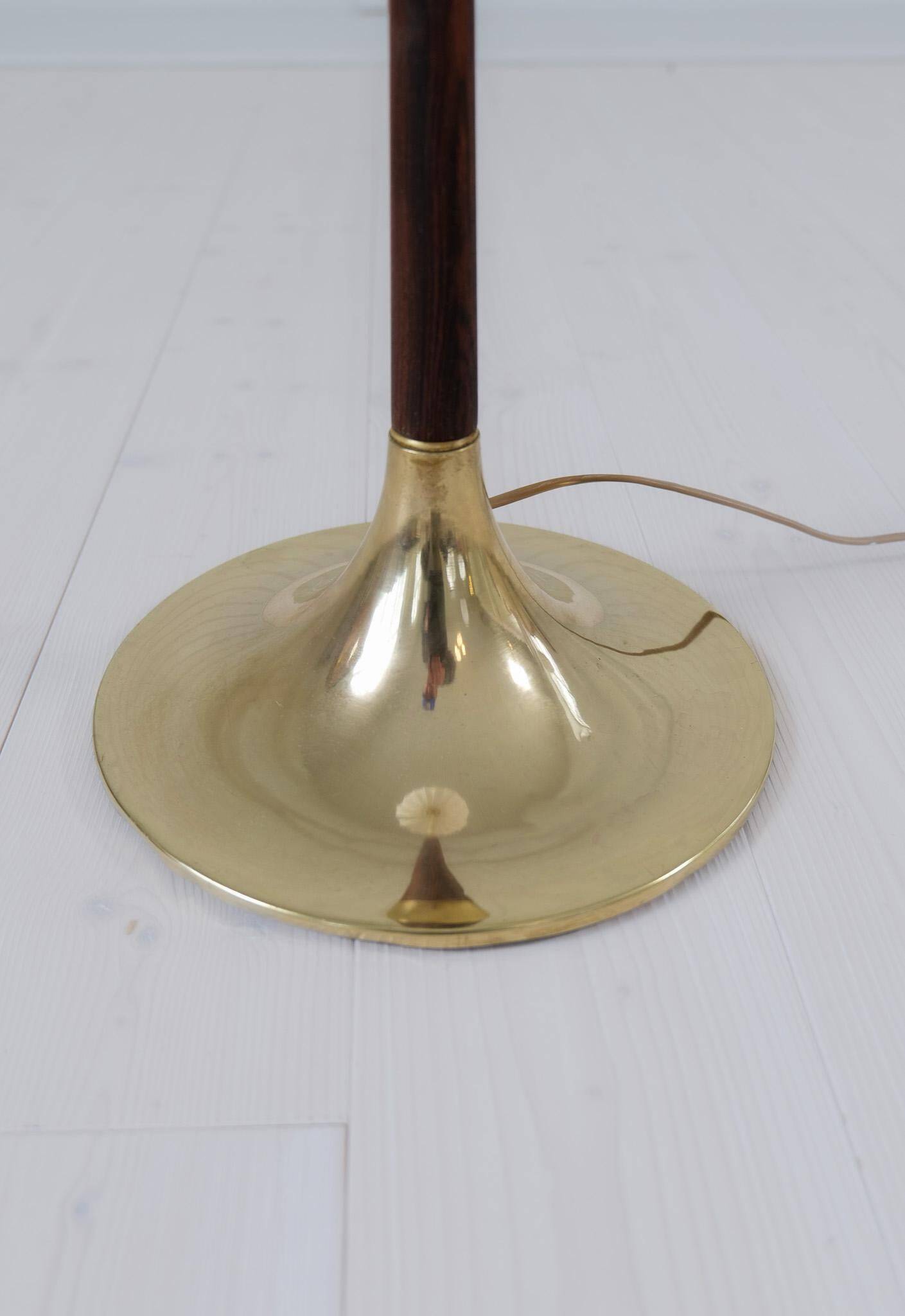 Modern mid-century brass trumpet-shaped floor lamp, Sweden, 1960s.