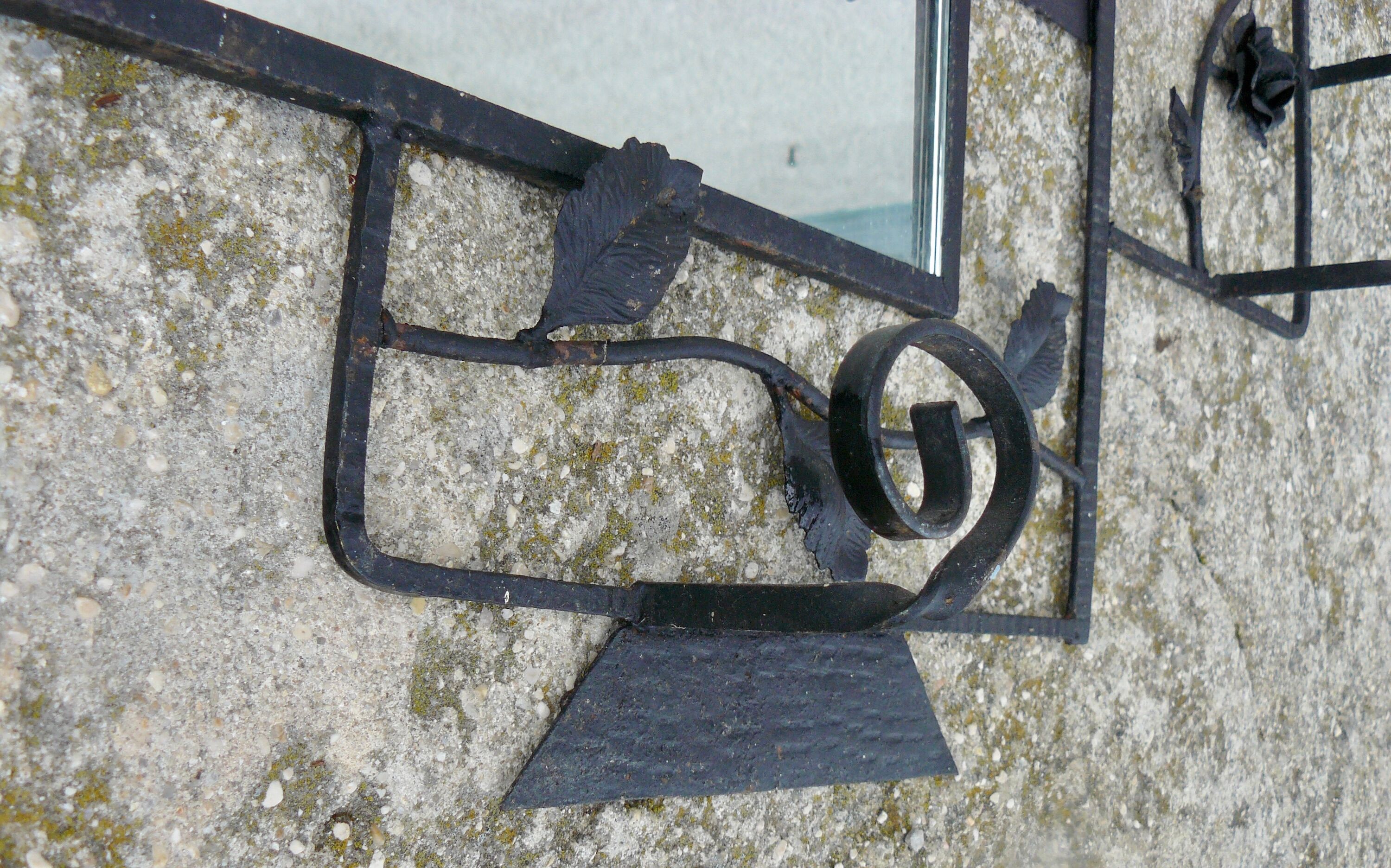 Art Deco wrought iron coat rack and mirror