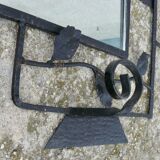 Art Deco wrought iron coat rack and mirror