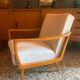 Fauteuil vintage bois et tissu