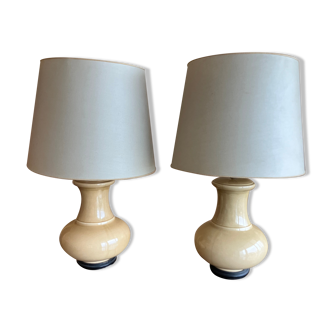 Set of 2 beige tiled lamps 80'