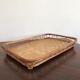 Vintage rectangular braided bamboo platter 1960