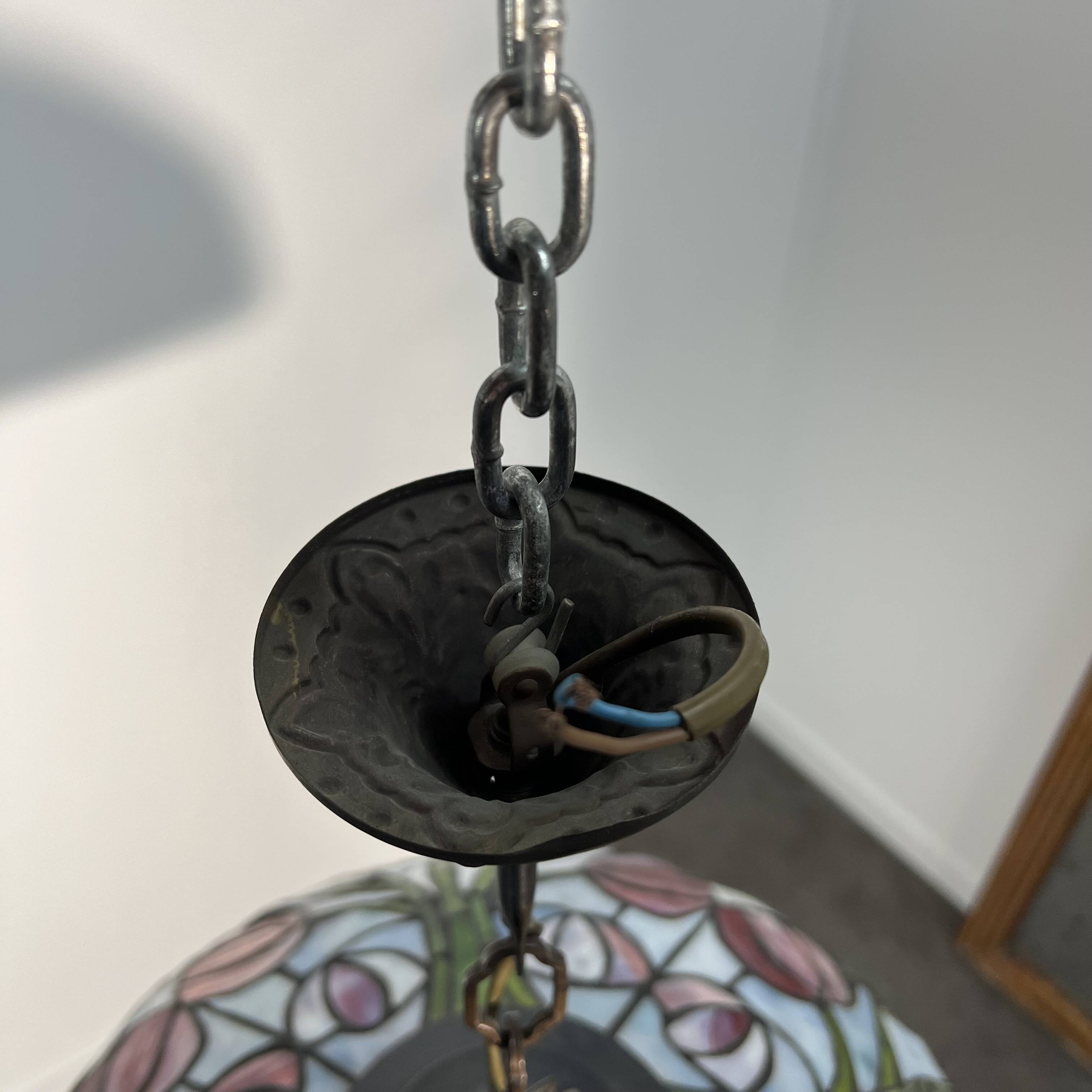 Suspension en verre cloisonné type Tiffany