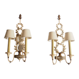 Neoclassical laurel wreath wall lamps, 1960s set of two