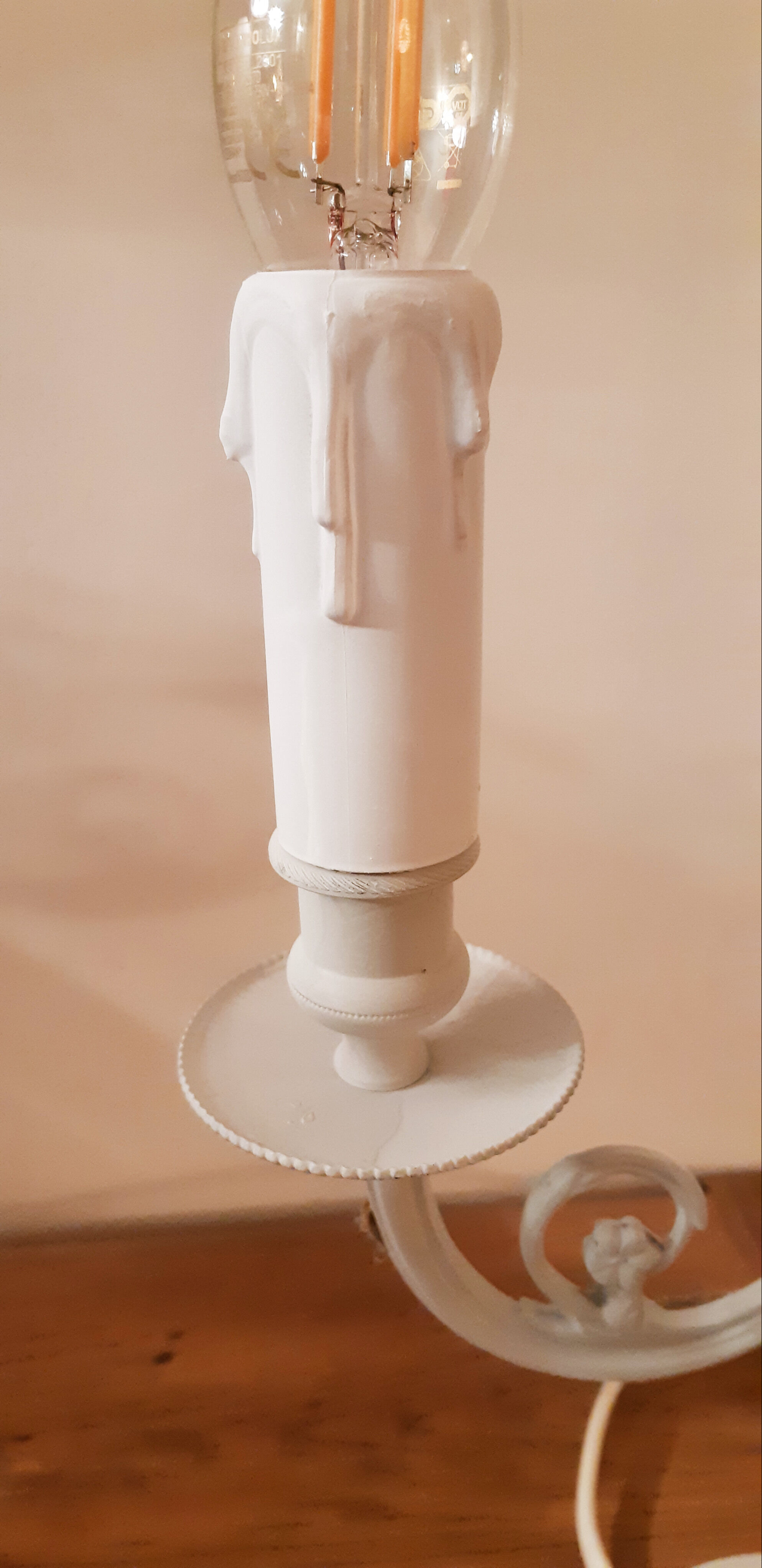 Taupe grey patinated brass candlestick