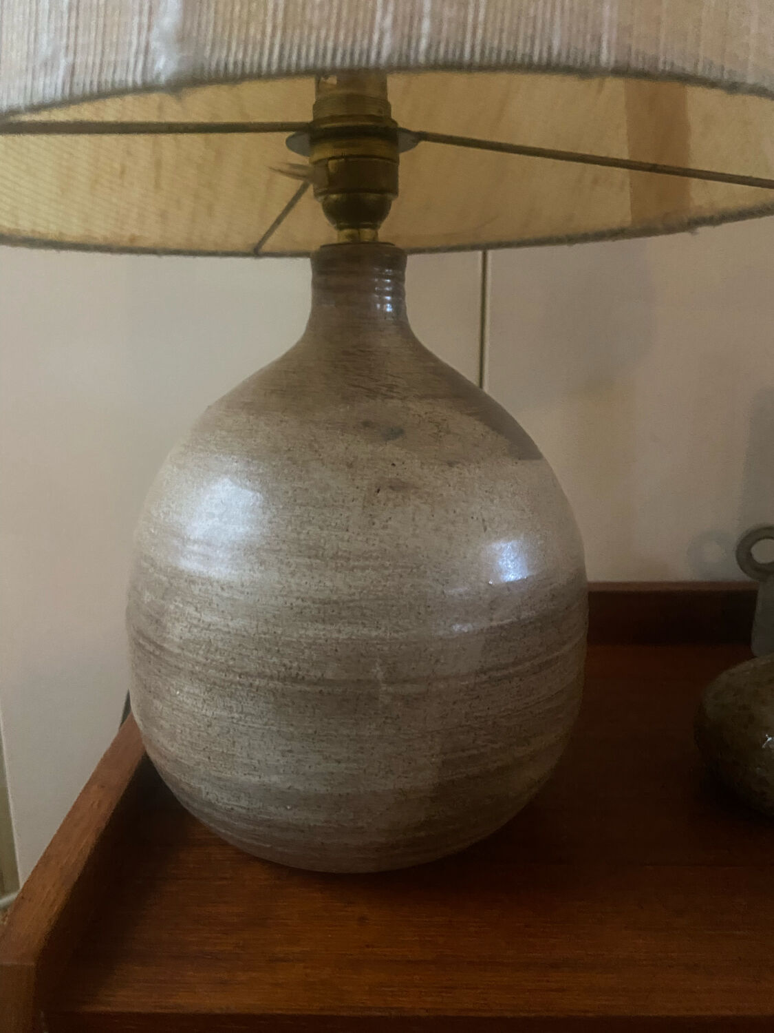 Vintage stoneware lamp signed