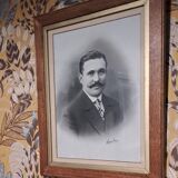 Lot of 2 victorian couple photo frames portrait ancestor painting woman and man xix france