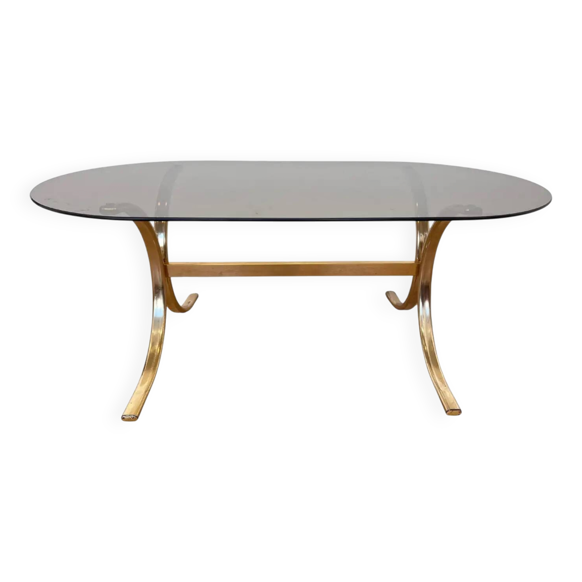 1970s design mid-century brass and smoked glass coffee table