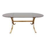 1970s design mid-century brass and smoked glass coffee table