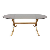 1970s design mid-century brass and smoked glass coffee table