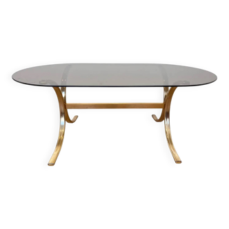 1970s design mid-century brass and smoked glass coffee table