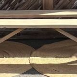 Pair of antique farmhouse benches in raw solid wood - length 2m