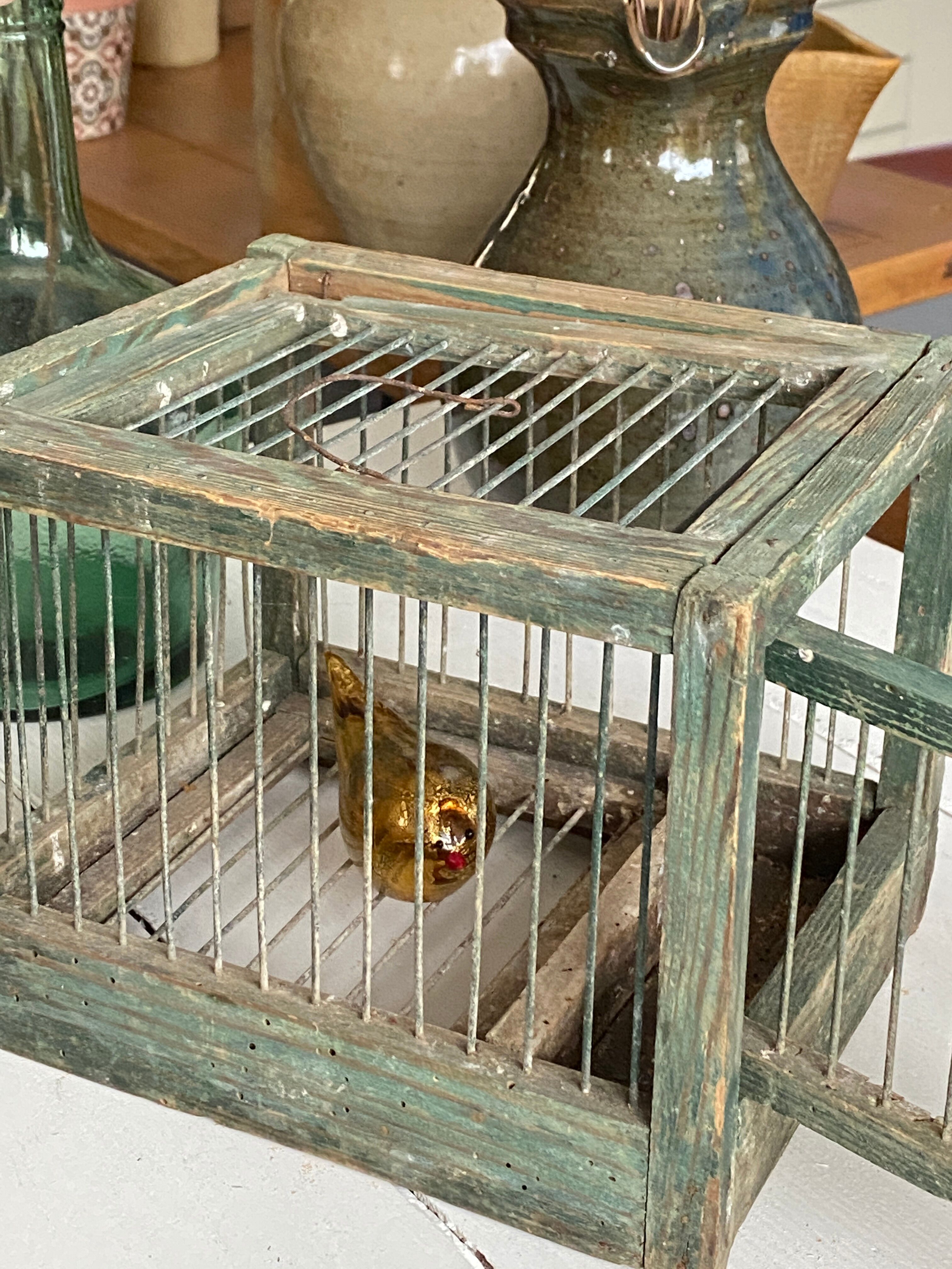 Cage à oiseaux en bois et acier