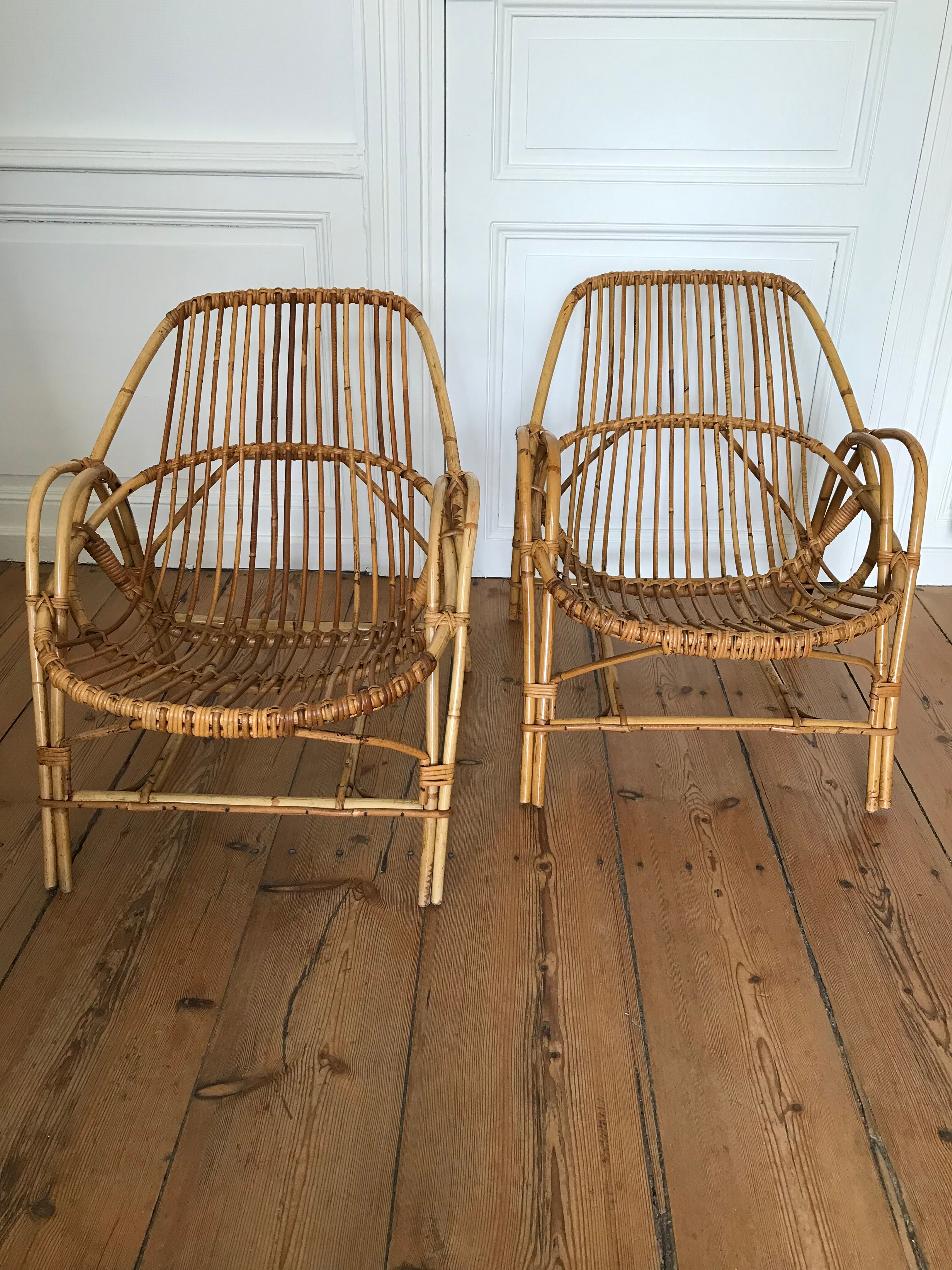 Pair of armchairs Basket Adult rattan