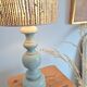 Lampe de table en bois vintage année 1980 revisitée