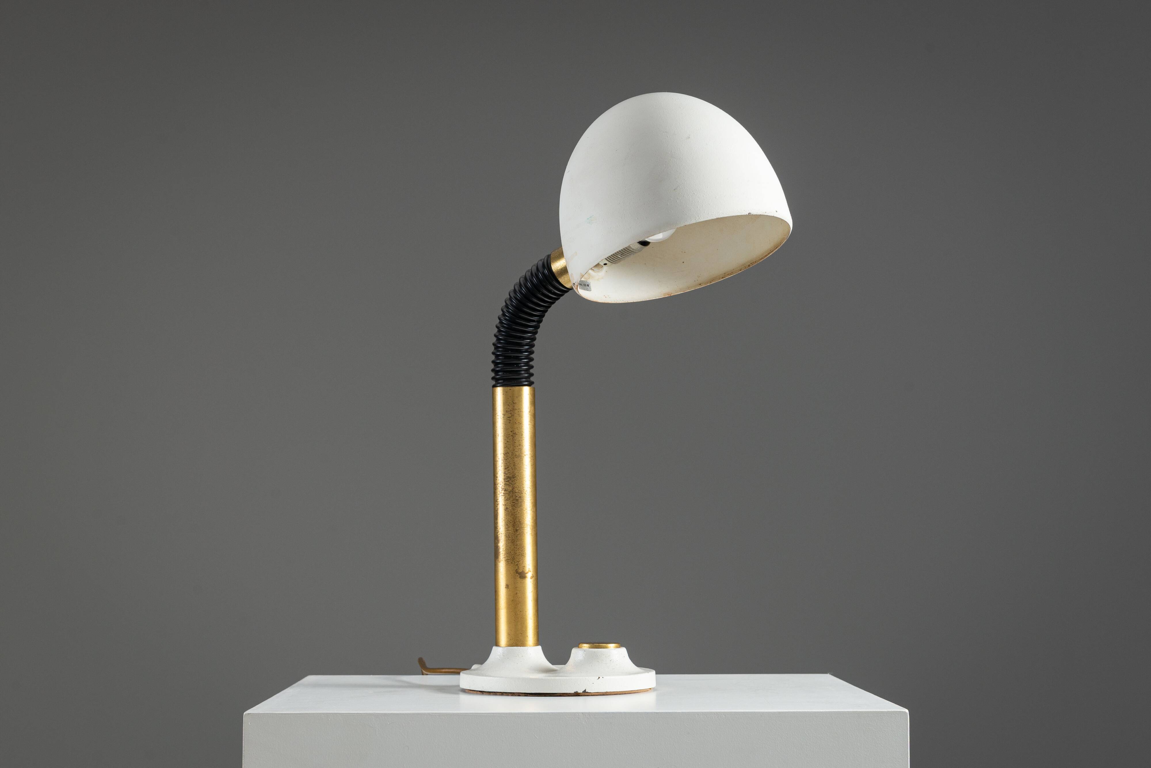 Egon Hillebrand desk lamp in white metal with brass accents