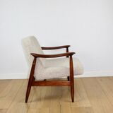 Vintage armchair GFM 300-202 design J.Kedziorek Loft 70s vintage beige boucle lamb - 2 pieces available