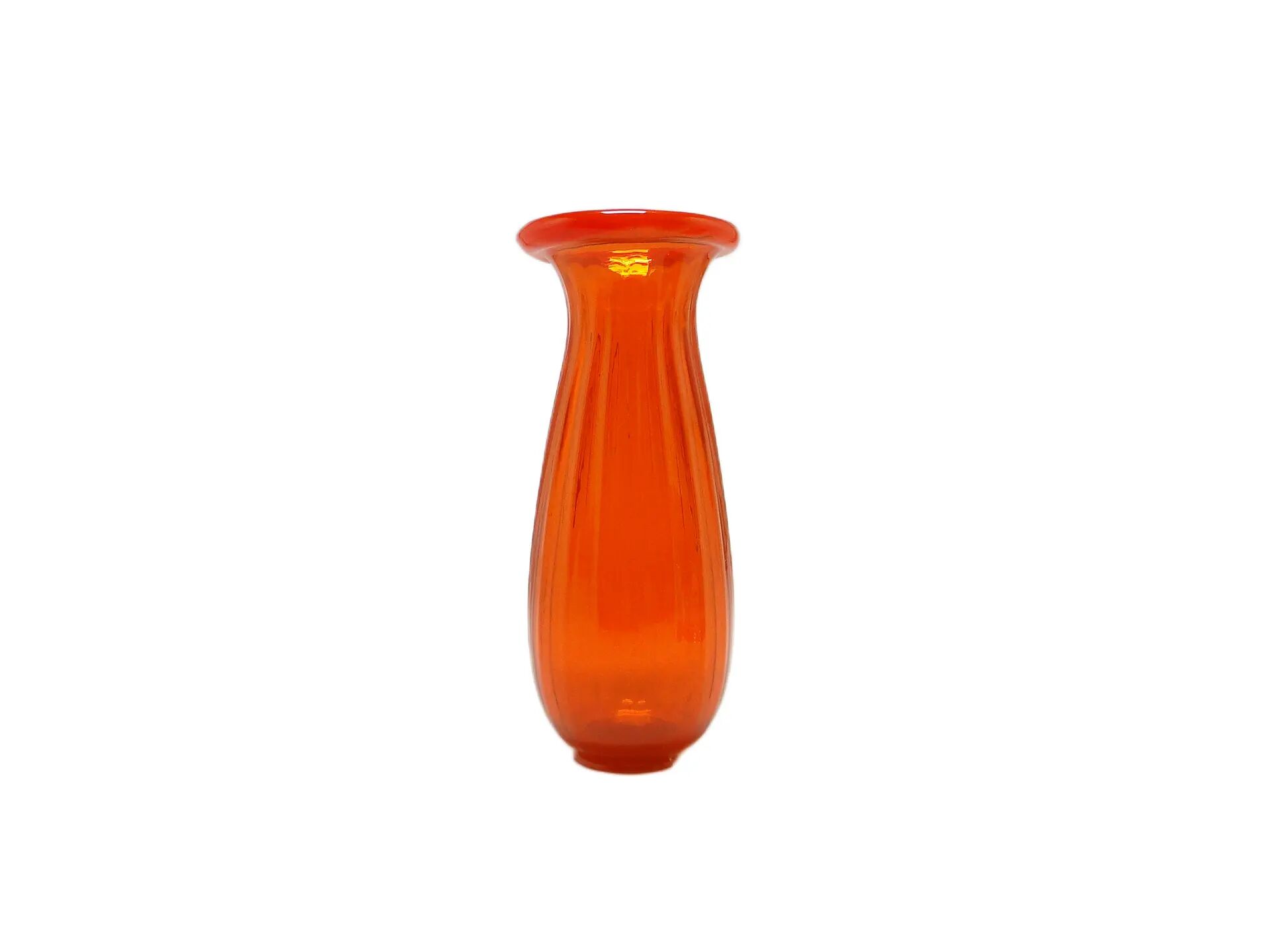 Vase, mid-century modern, orange glass, Poland, 1970s.