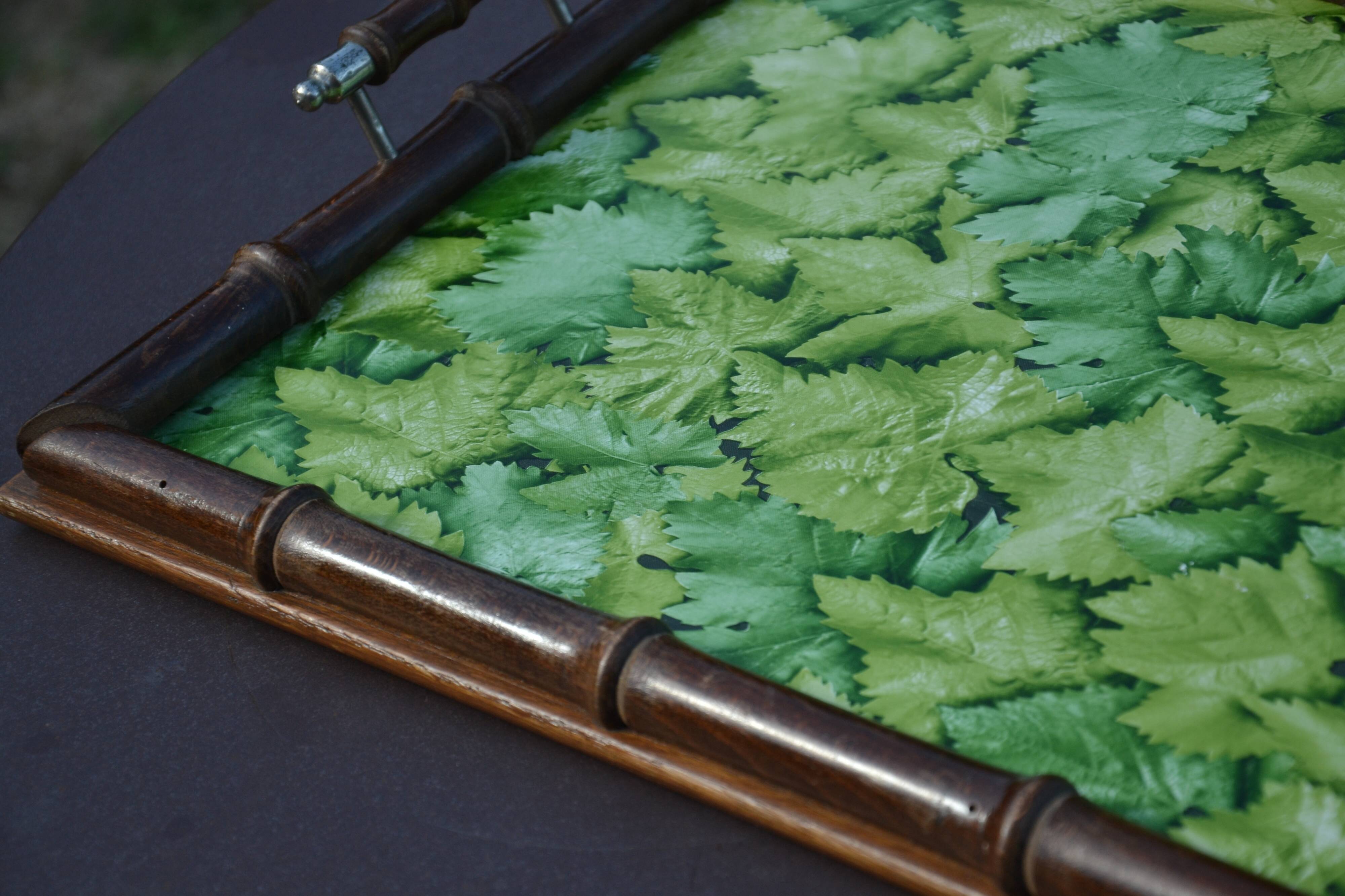 Plateau en bois imitation bambou