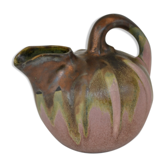 Gilbert Méténier flamed sandstone pitcher with metallic reflections