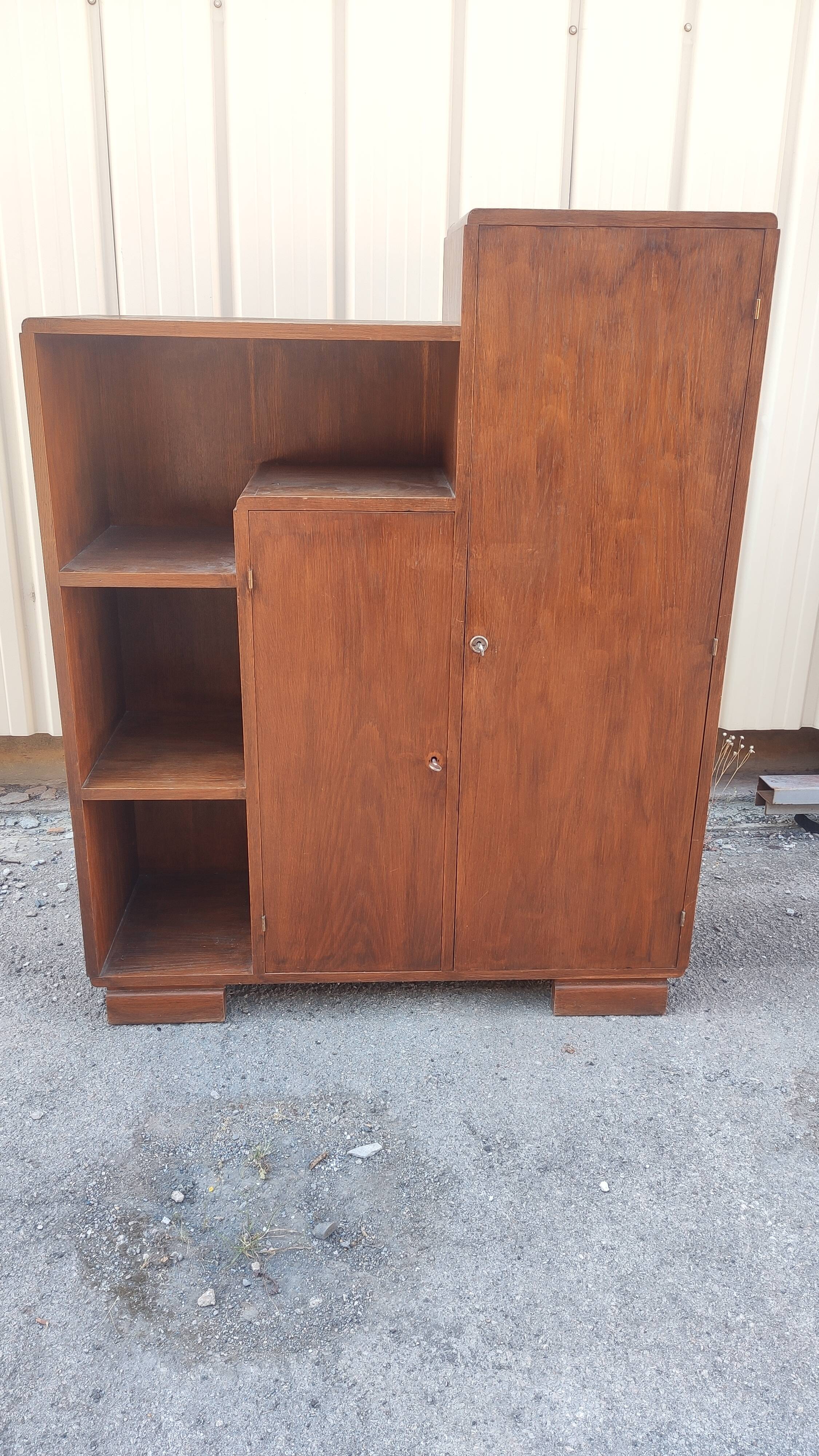 Two-door modernist shelf cabinet, art deco