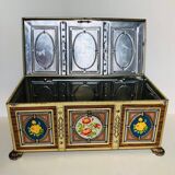 Old metal box decorated with flowers