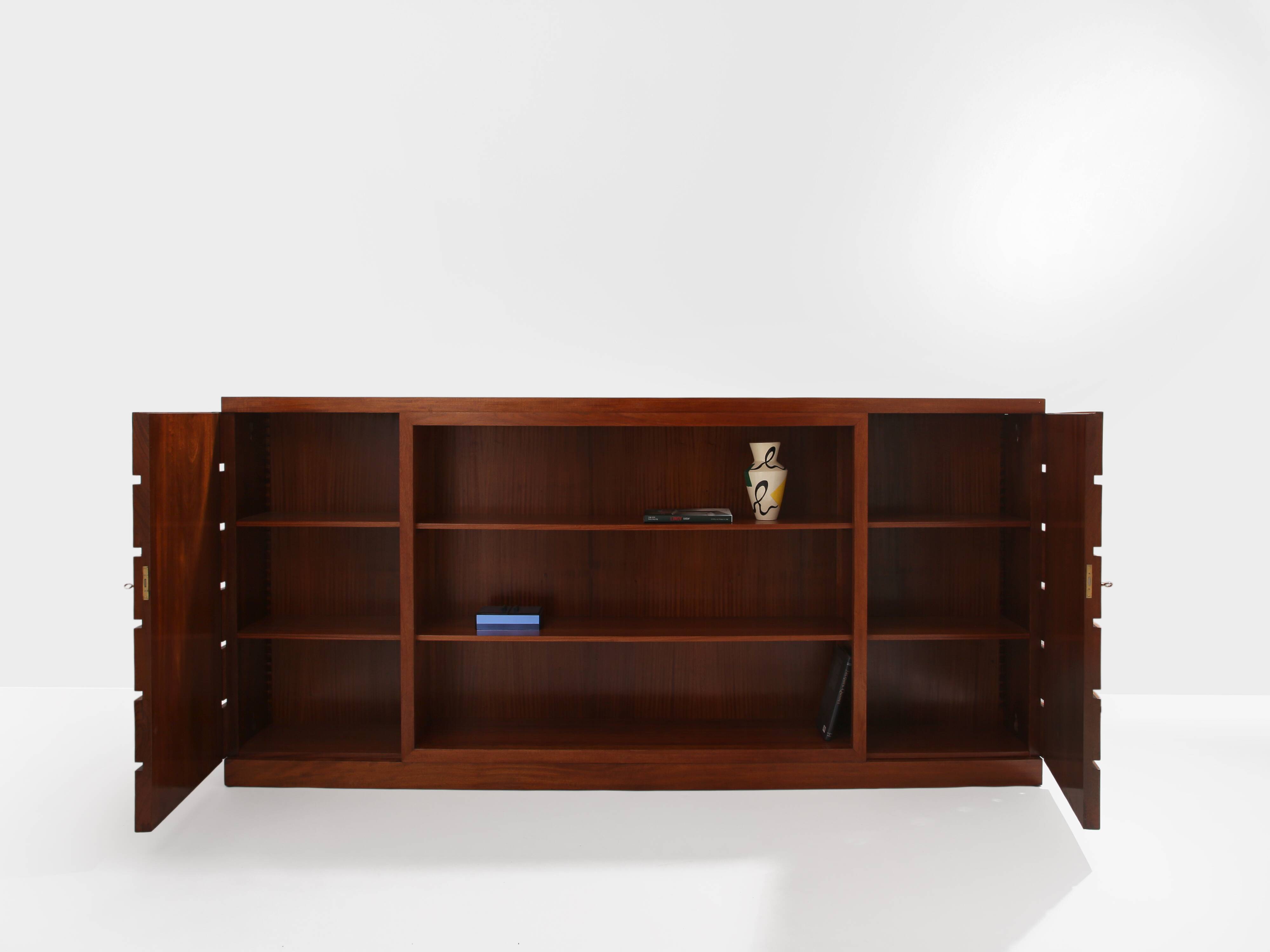 Large modernist cabinet with two doors in mahogany from around 1940.