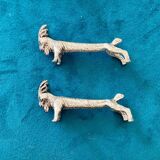 10 animal-shaped knife holders in silver-colored metal