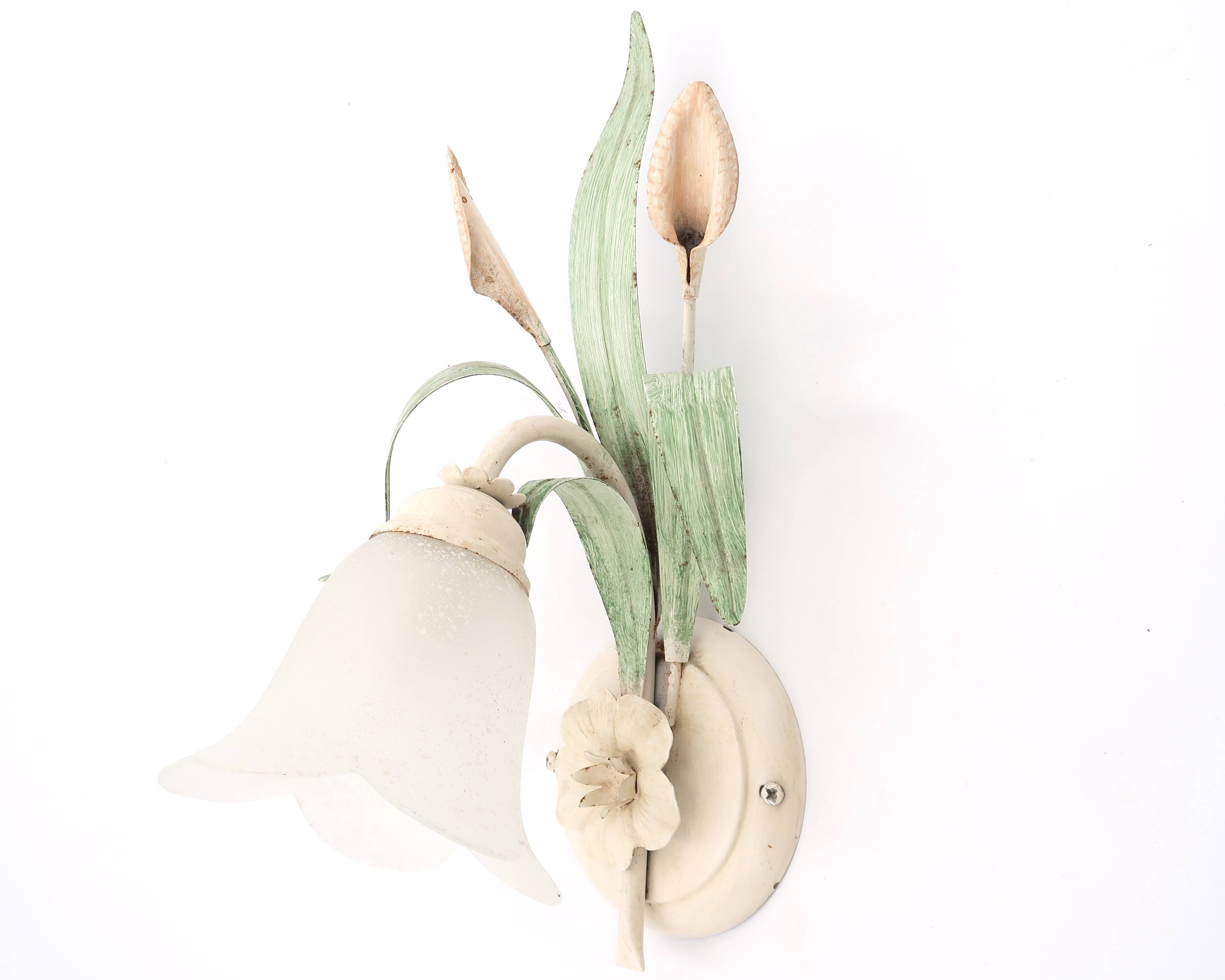Tulip wall light with leaves and flowers, 80s