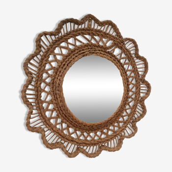 Mirror sun bohemian vintage braided fiberglass 50x50cm