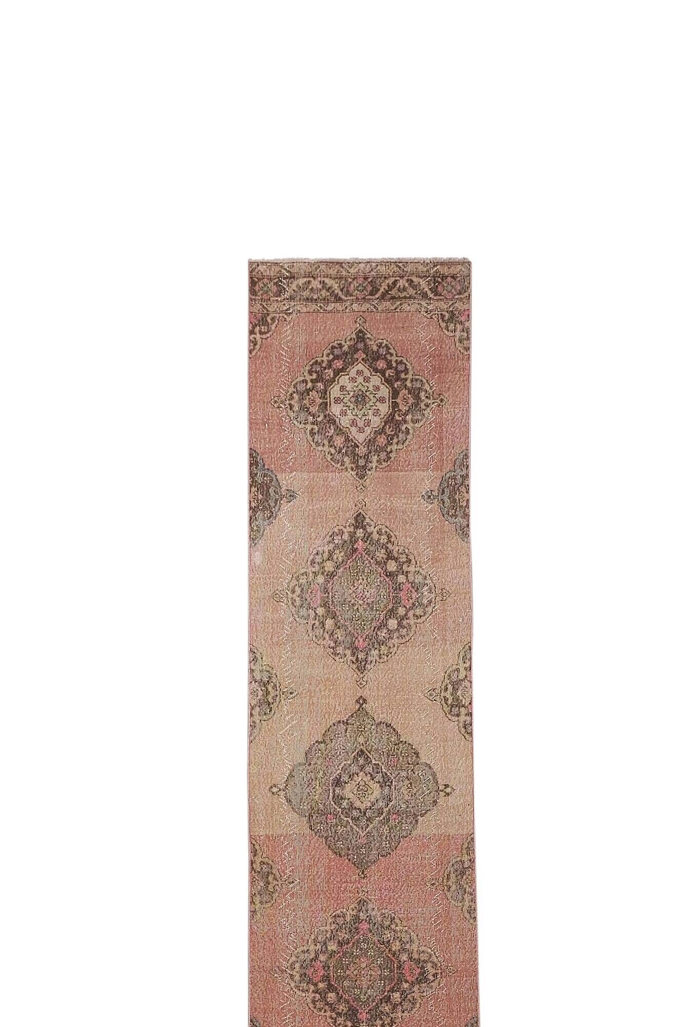 Vintage Turkish hallway rug 79x734 cm