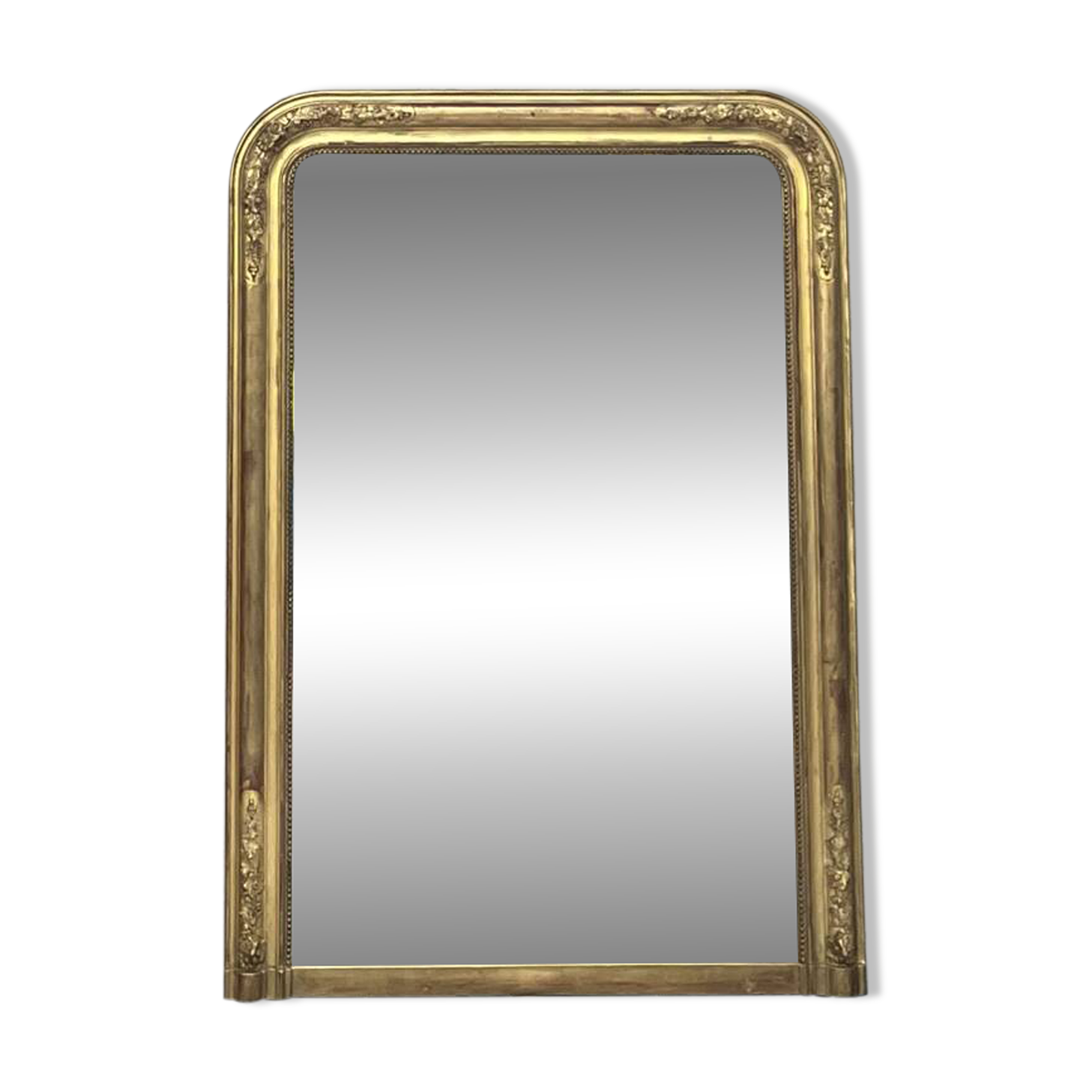 Miroir de cheminée Louis-Philippe perlé 126/90cm feuille d’or, glace
