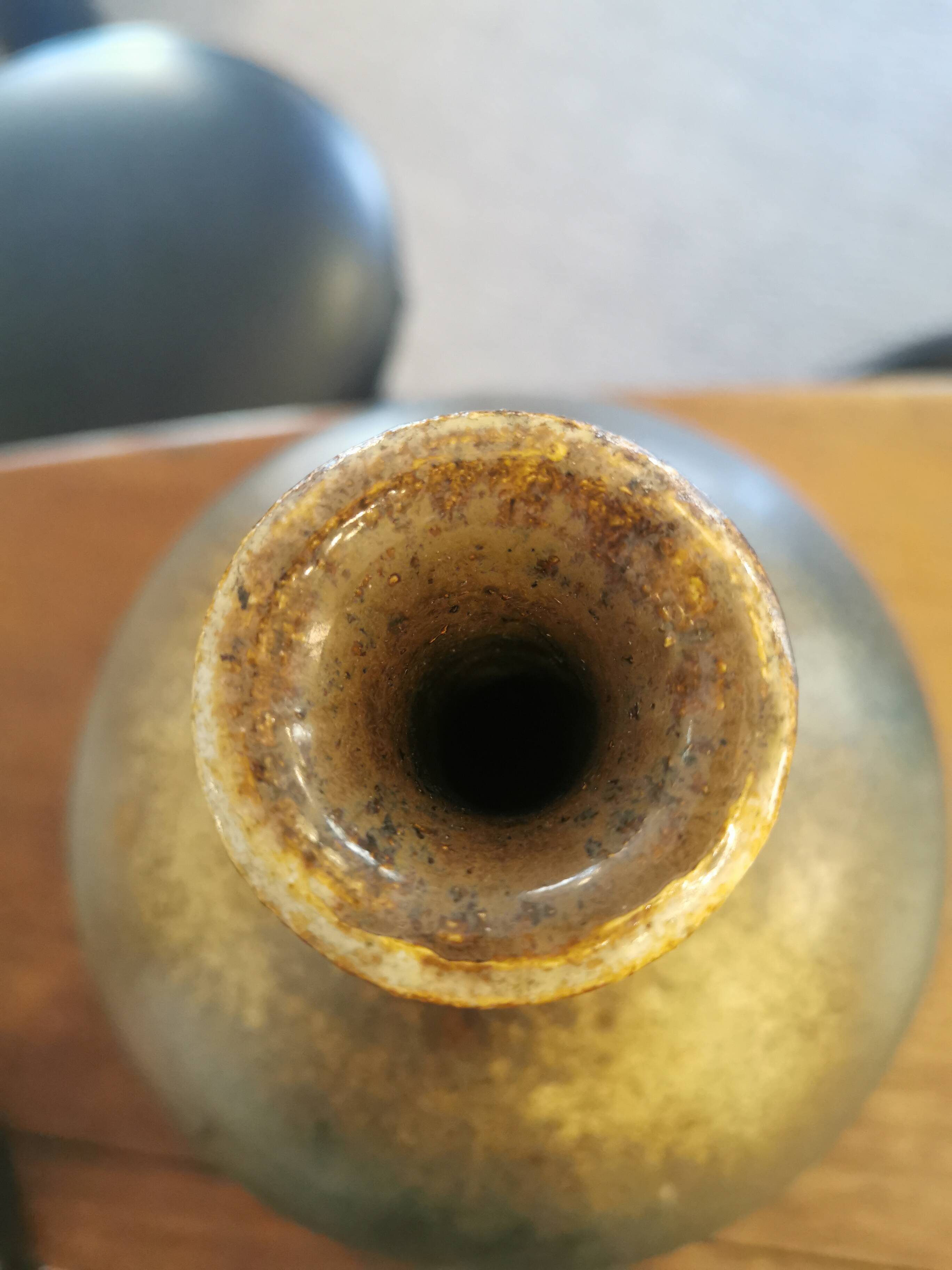 Vintage stoneware ball vase by Daniel Cassiet from 1972