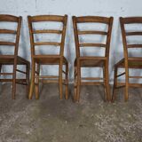 4 original solid oak bistro chairs with openwork seat