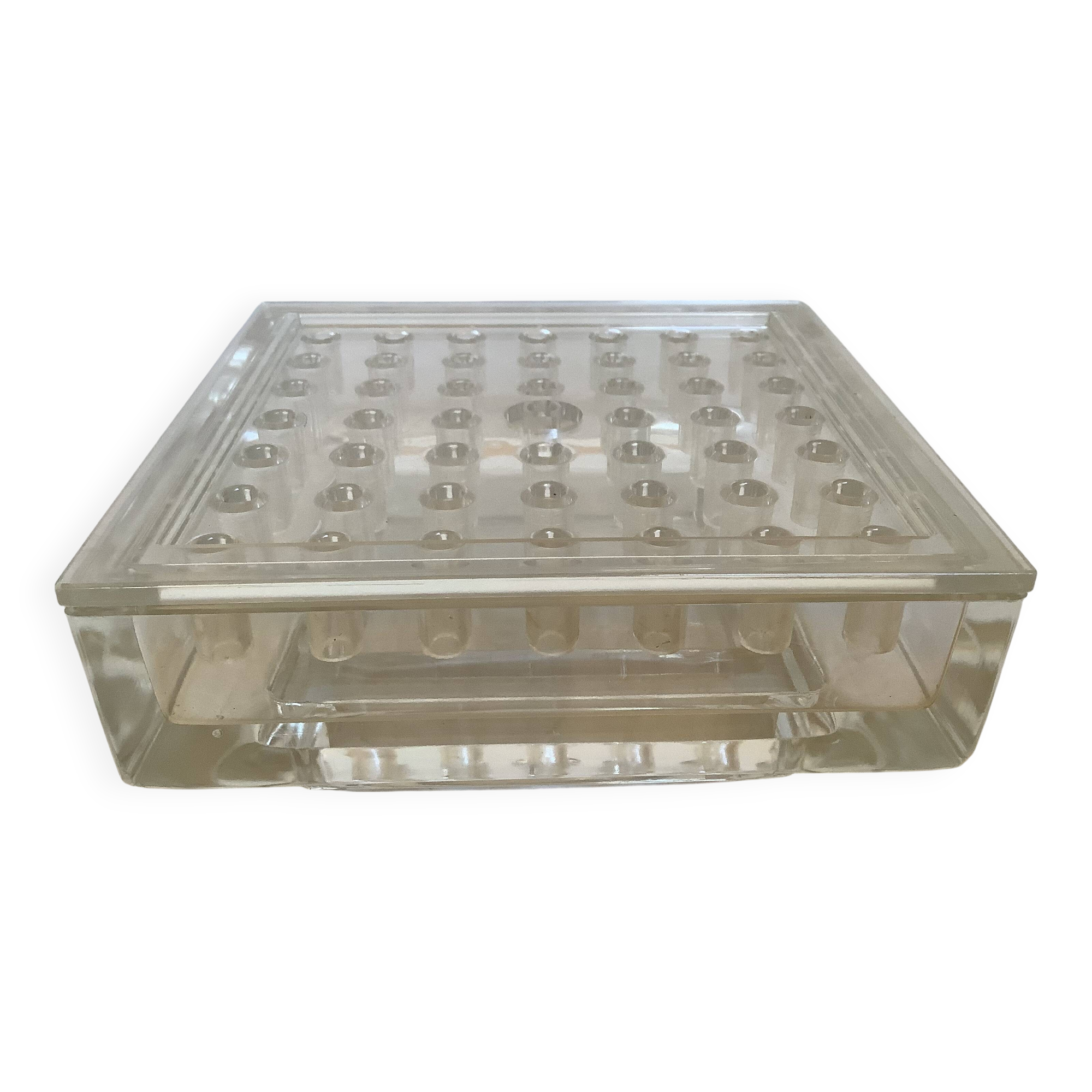 Lucite and Swiss glass flower vase