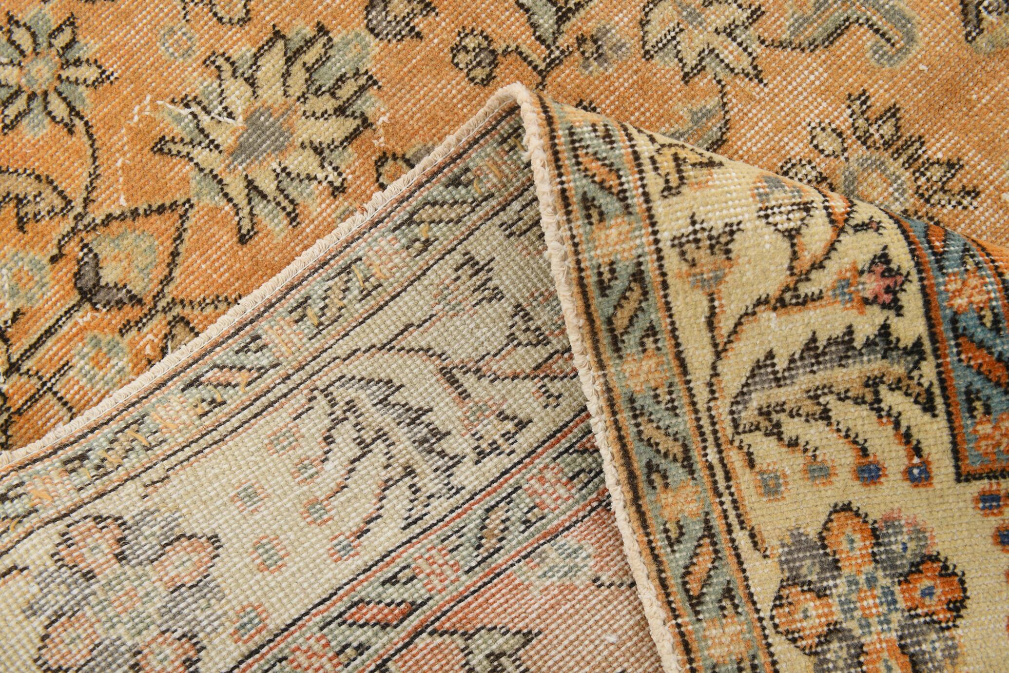 5x9 Vintage Orange Floral Turkish Area Rug, 160x271Cm