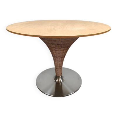 Table à manger en osier vintage italienne Tito Agnoli Bonacina Pierantonio