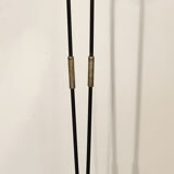 Tripod floor lamp design, steel, brass and opaline, vintage, 50s
