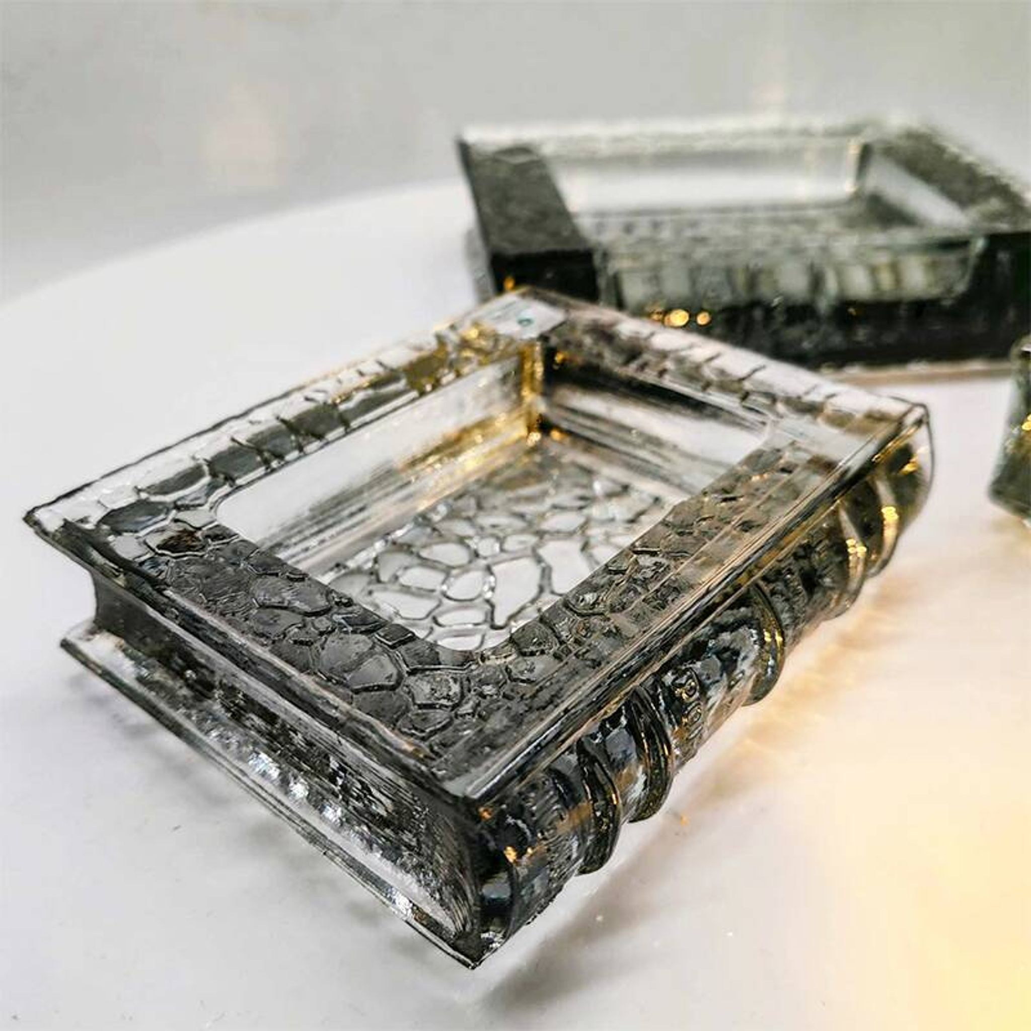 1970s very Rare Set of 3 Book shaped Ashtrays in Murano Glass by Antonio Im