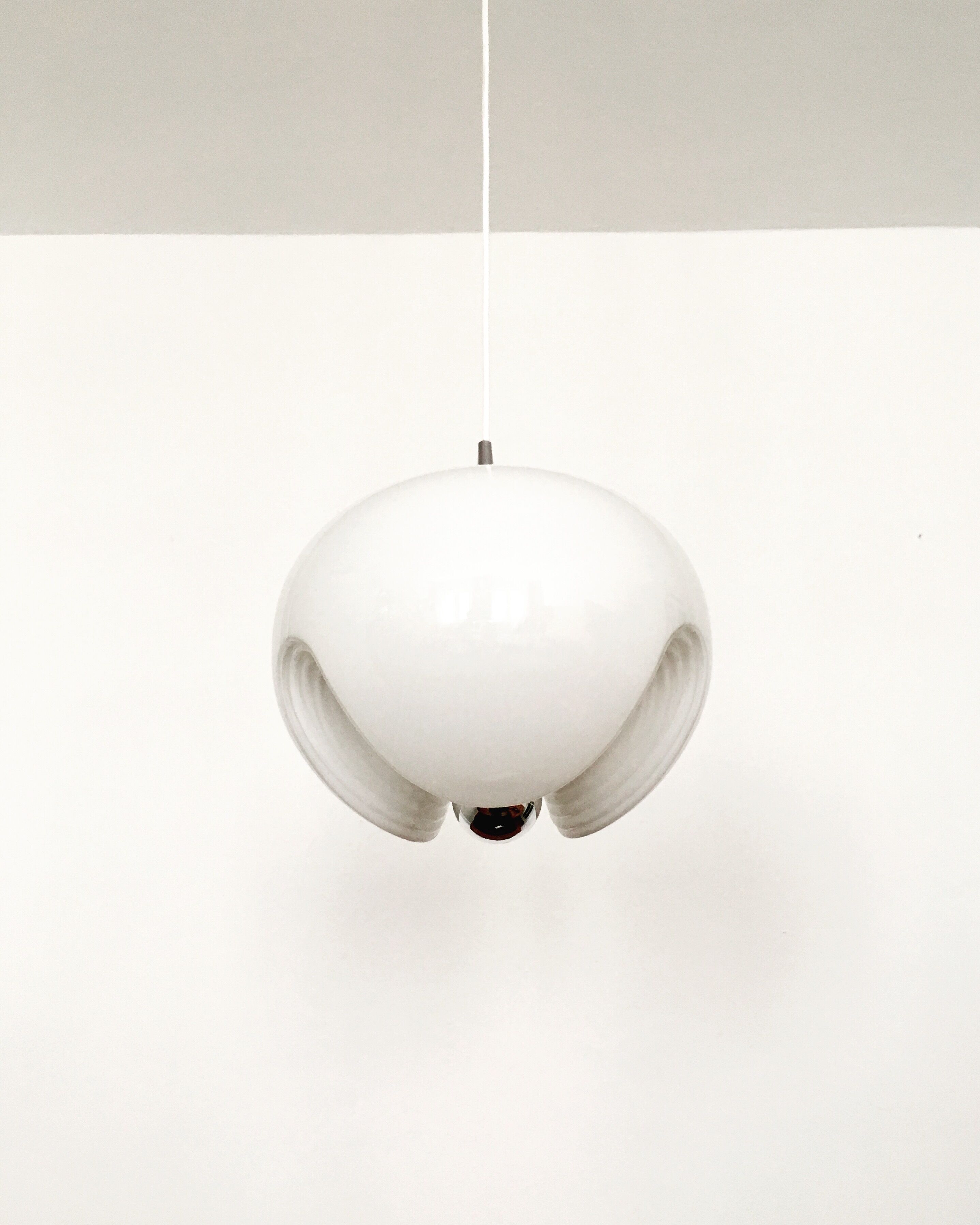 White glass Wave pendant lamp by Koch and Lowy for Peill and Putzler