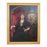 Large oil painting on canvas, portrait of a lady, signed and dated 1913