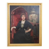 Large oil painting on canvas, portrait of a lady, signed and dated 1913