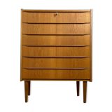 Scandinavian chest of drawers 6 vintage oak drawers, 60s