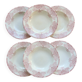 6 vintage Lunéville ironstone soup plates - “Mauresque” red