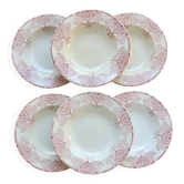 6 vintage Lunéville ironstone soup plates - “Mauresque” red